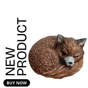 NEW Castagna Charming Brown Mini Sleepy Wink Fox Red Eyed Porcelain Figurine